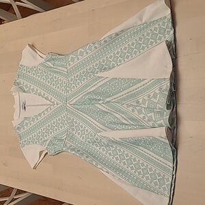 EUC PENCEY Mint Green/White Fit n' Flare Bandana Print Inspo Cap Sleeve Dress